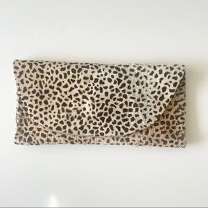 Leopard Print Handmade Calf Hair Leather Clutch Bag